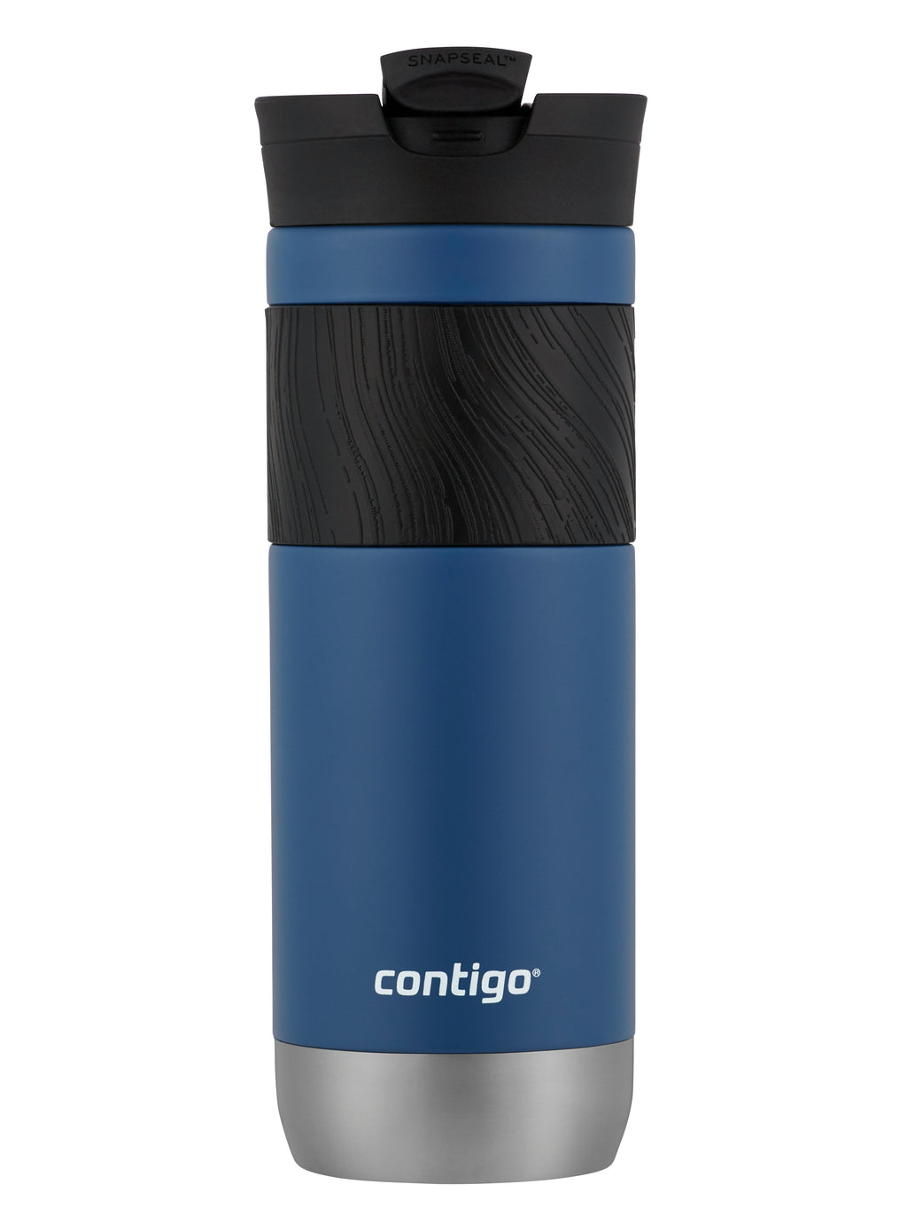 Contigo® SNAPSEAL™ Insulated Stainless Steel Travel Mug with Grip, 20oz., Blue Corn Transparent Satin & Midnight Berry