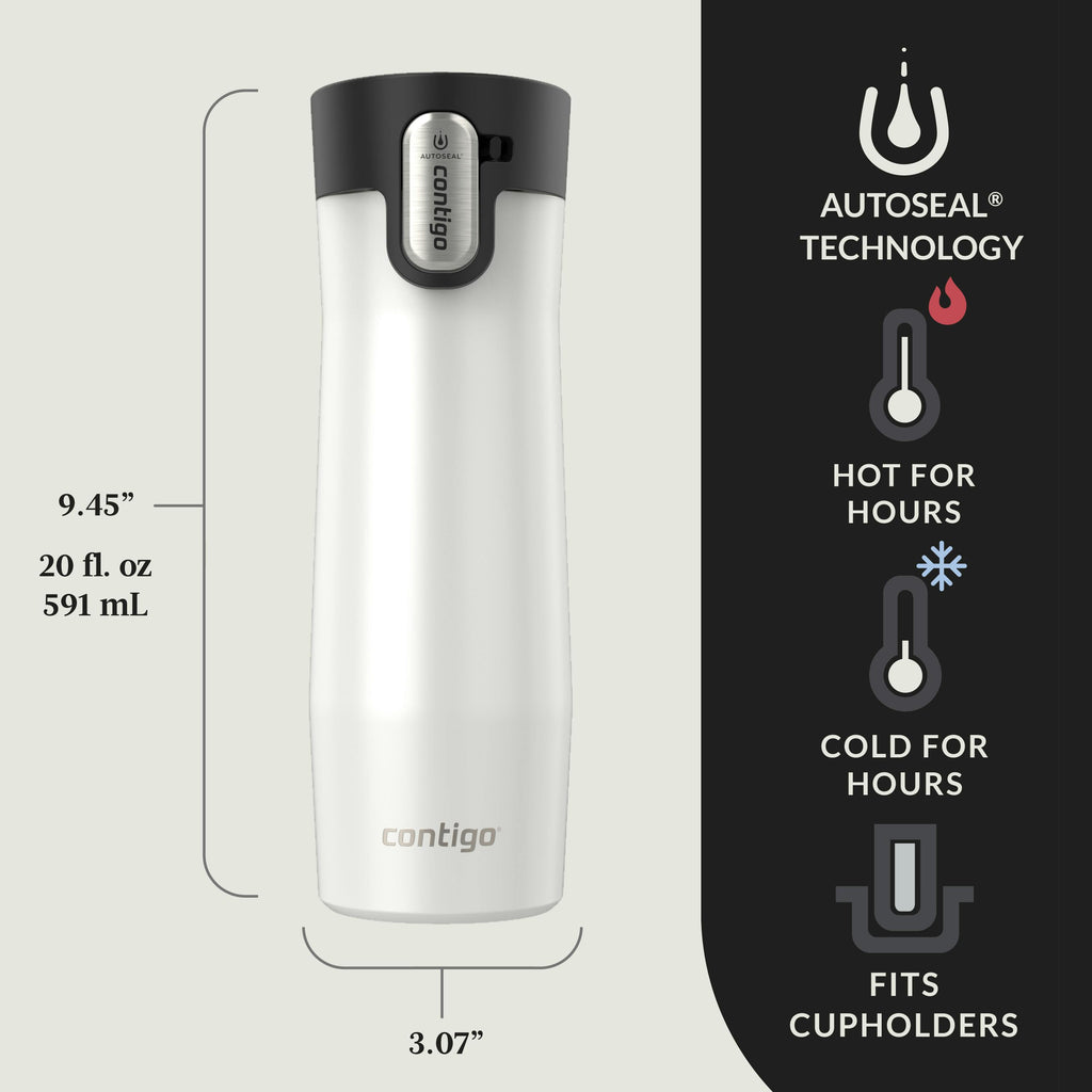 Contigo® AUTOSEAL® West Loop Vacuum-Insulated Stainless Steel Travel Mug with Easy-Clean Lid, 20 oz, 2-Pack